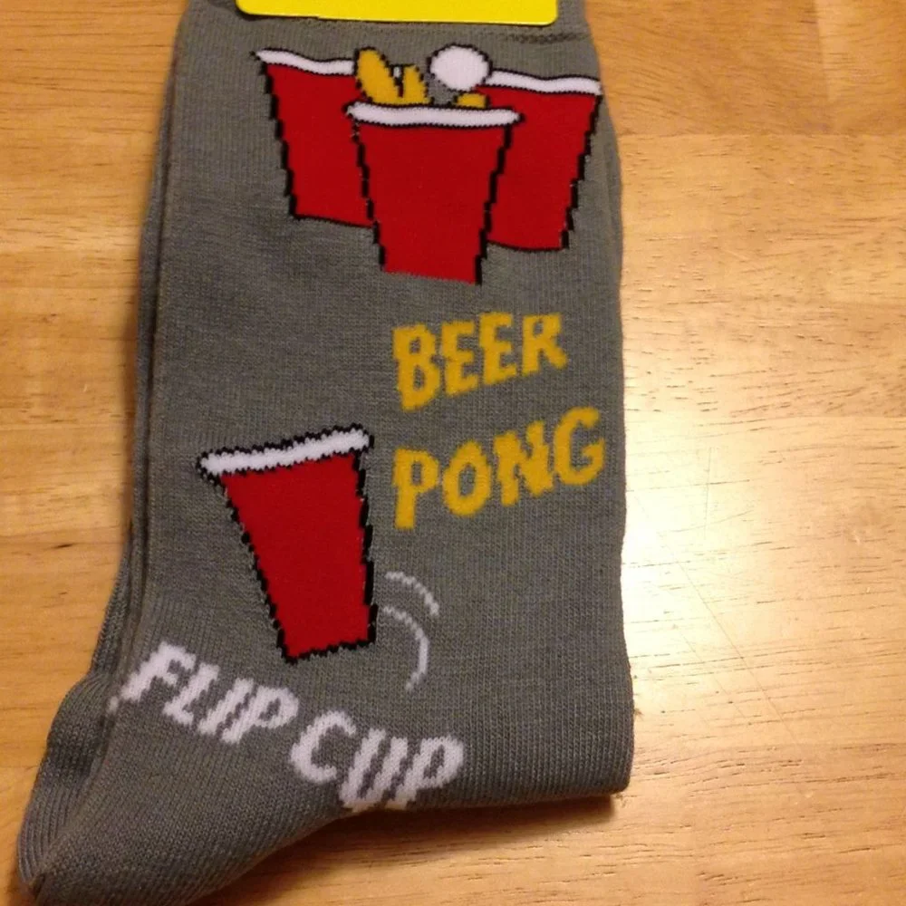 Men's Socks - New Foozy's Beer Pong Socks, Humorous